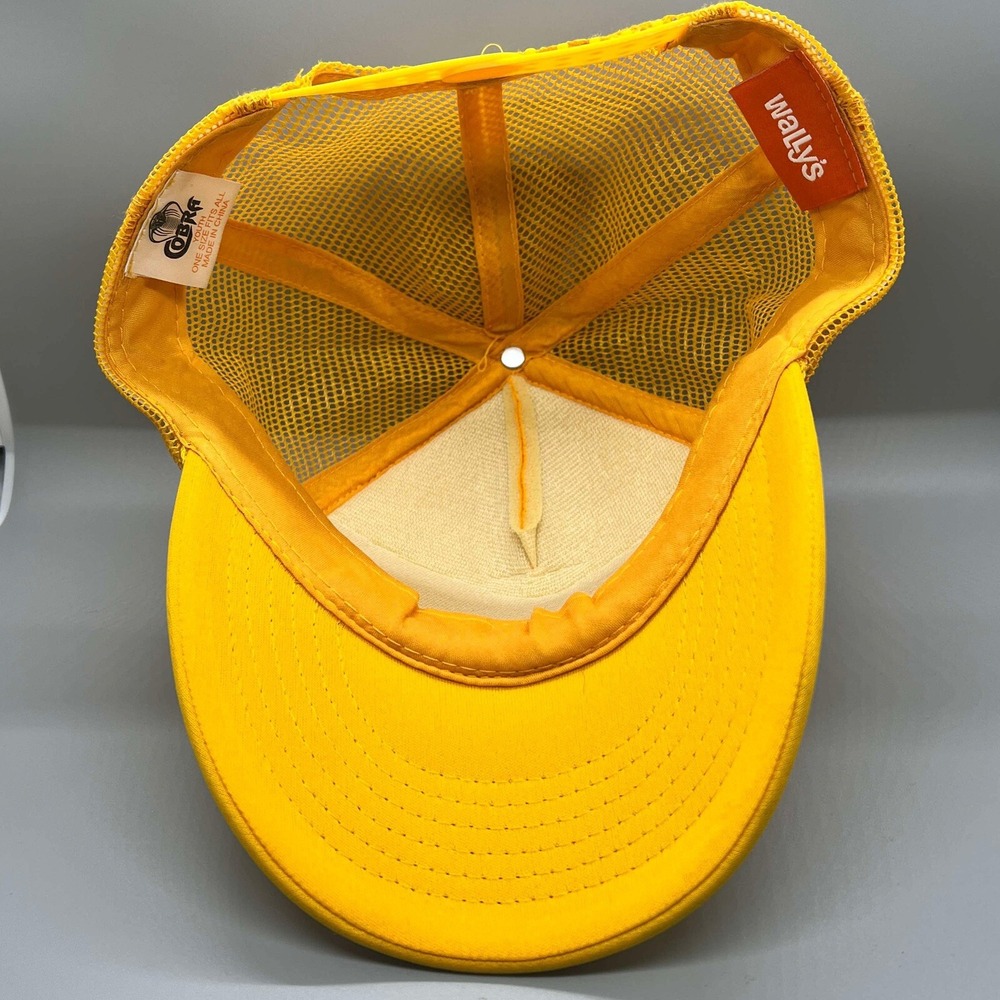 Wally's Letterman Yellow Squirrel Foam Trucker Hat/adjustable SnapBack Cap YOUTH - Picture 9 of 11